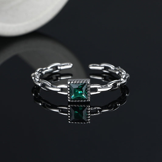 Square gem chain Ring