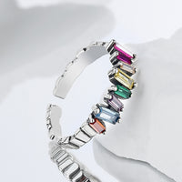 Irregular Inlay Colorful Ladder Ring