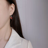 Crown Peach Heart Vintage Earrings