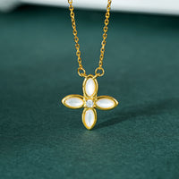 Shell Emerald Cross Necklace