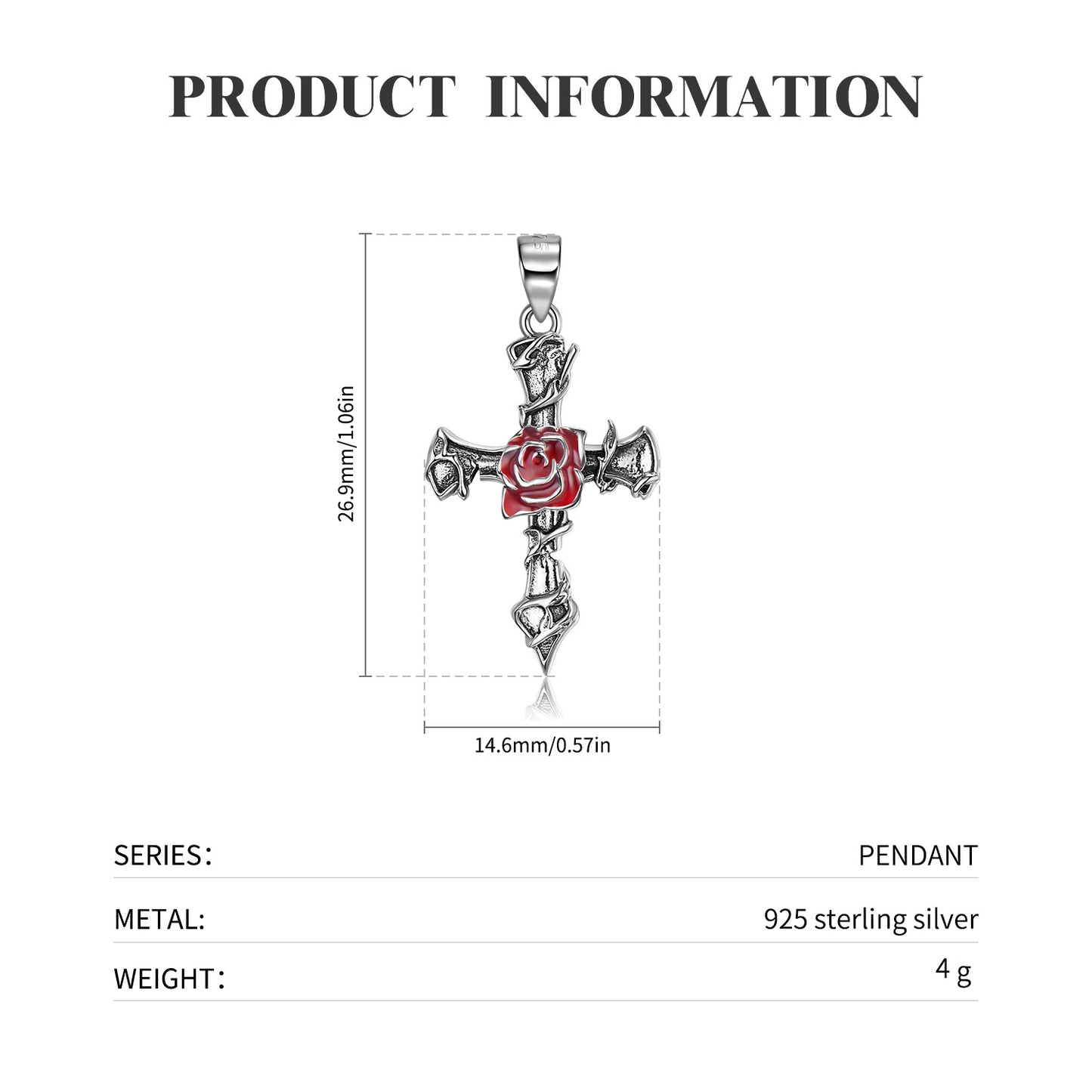 Thorn Rose Cross Necklace
