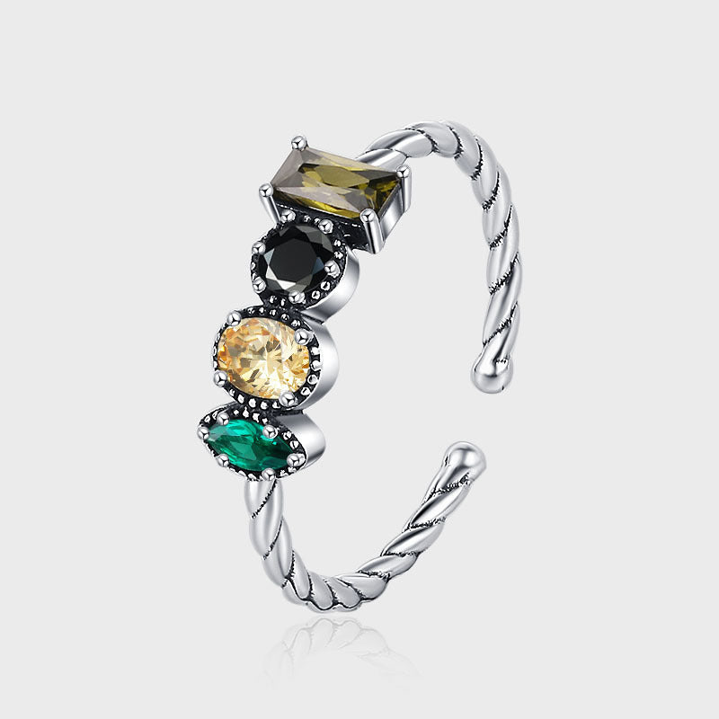 Twisted Rope Irregular Inlaid Ring