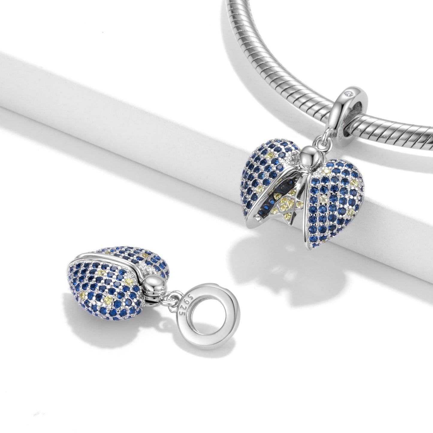 Blue Star Love Lock Pendant Bead