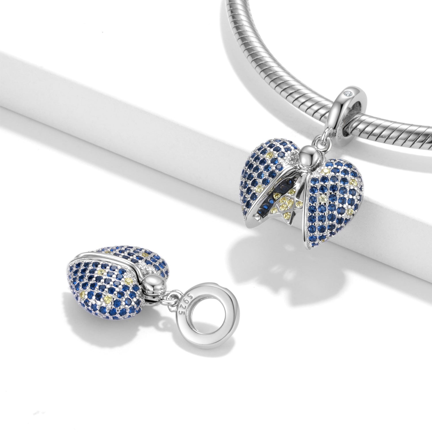 Blue Star Love Lock Pendant Bead