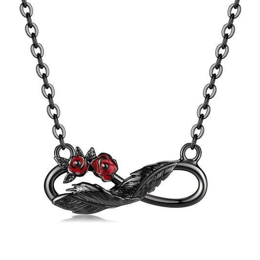 Dark Wind Rose Feather Necklace