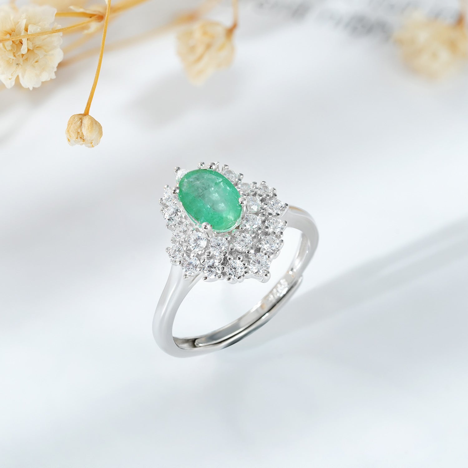Emerald Halo Ring